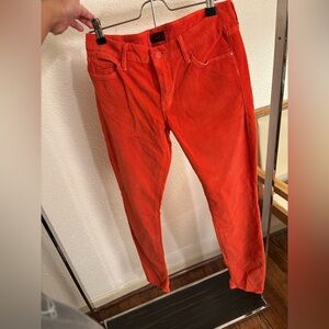Mother The Looker Orange Corduroy Pants